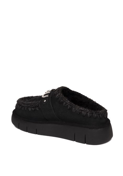 Black sheepskin sabot MOU | BOUNCE.CLOG531001A-BKB